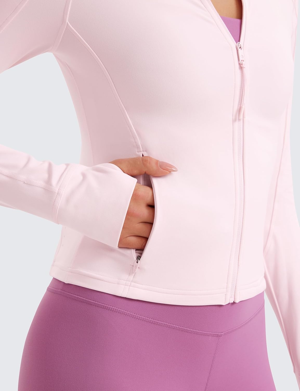 Women's Butterluxe Waist Length Jackets for Full Zip Athletic Track Tops with Thumb Holes Pockets
