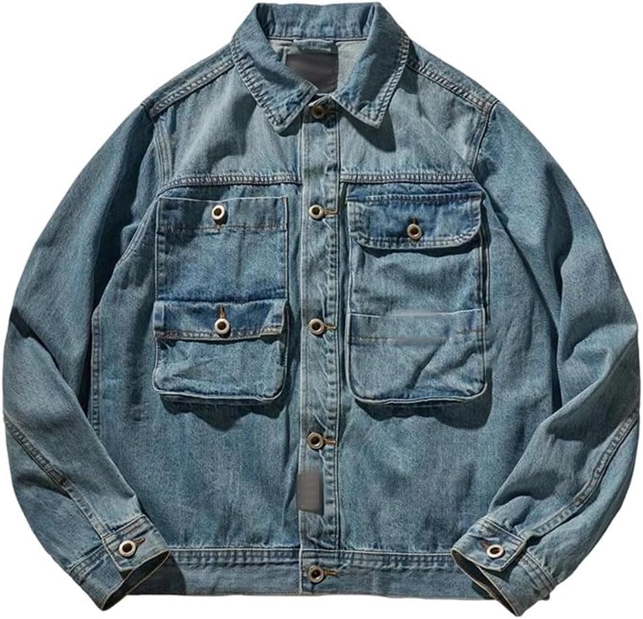 Jacket Vintage Cotton Lapel Casual Loose Fit Utility Fall Jacket