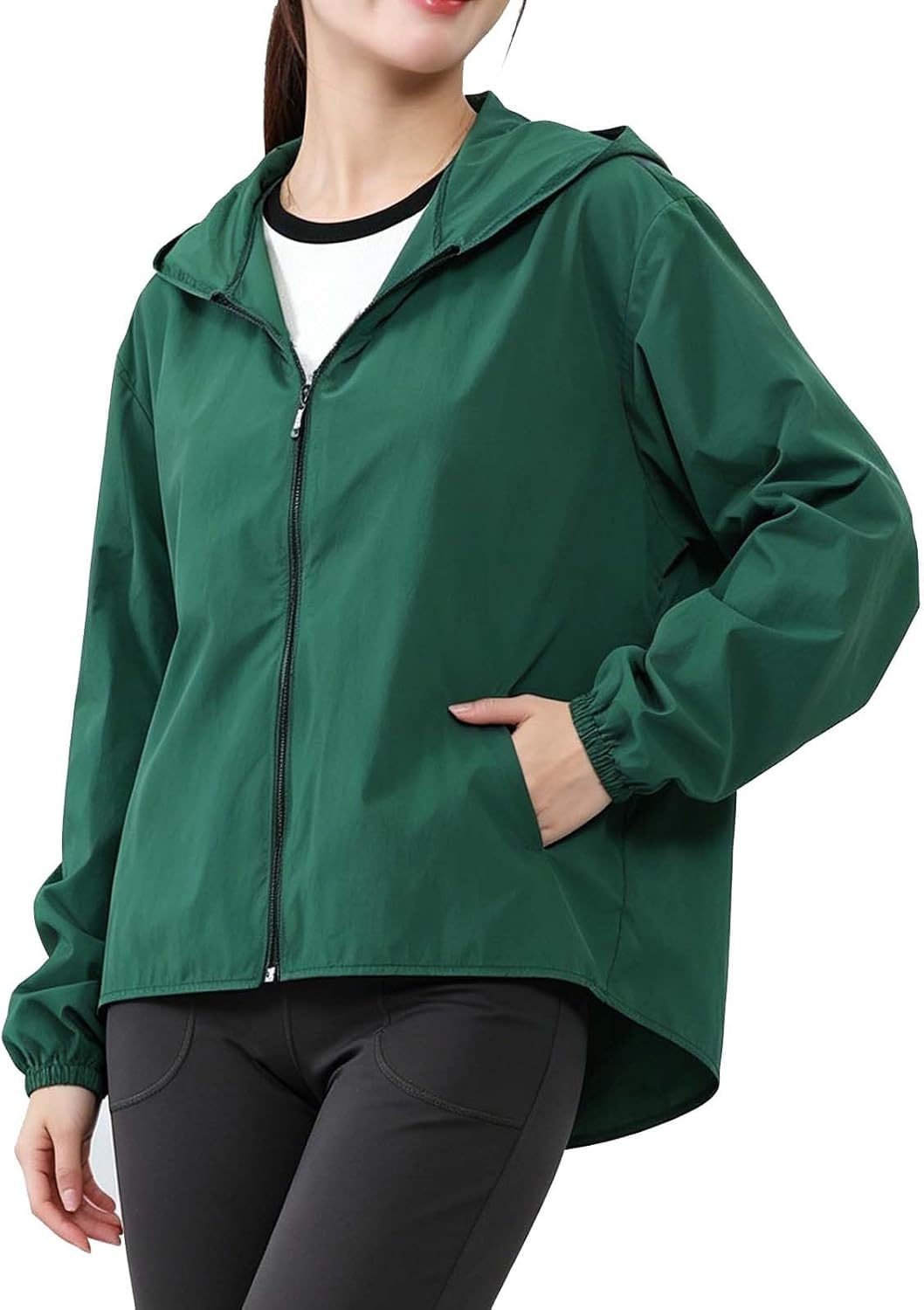 Women's Jacket Hooded Trench Coat With Pockets for Outdoor