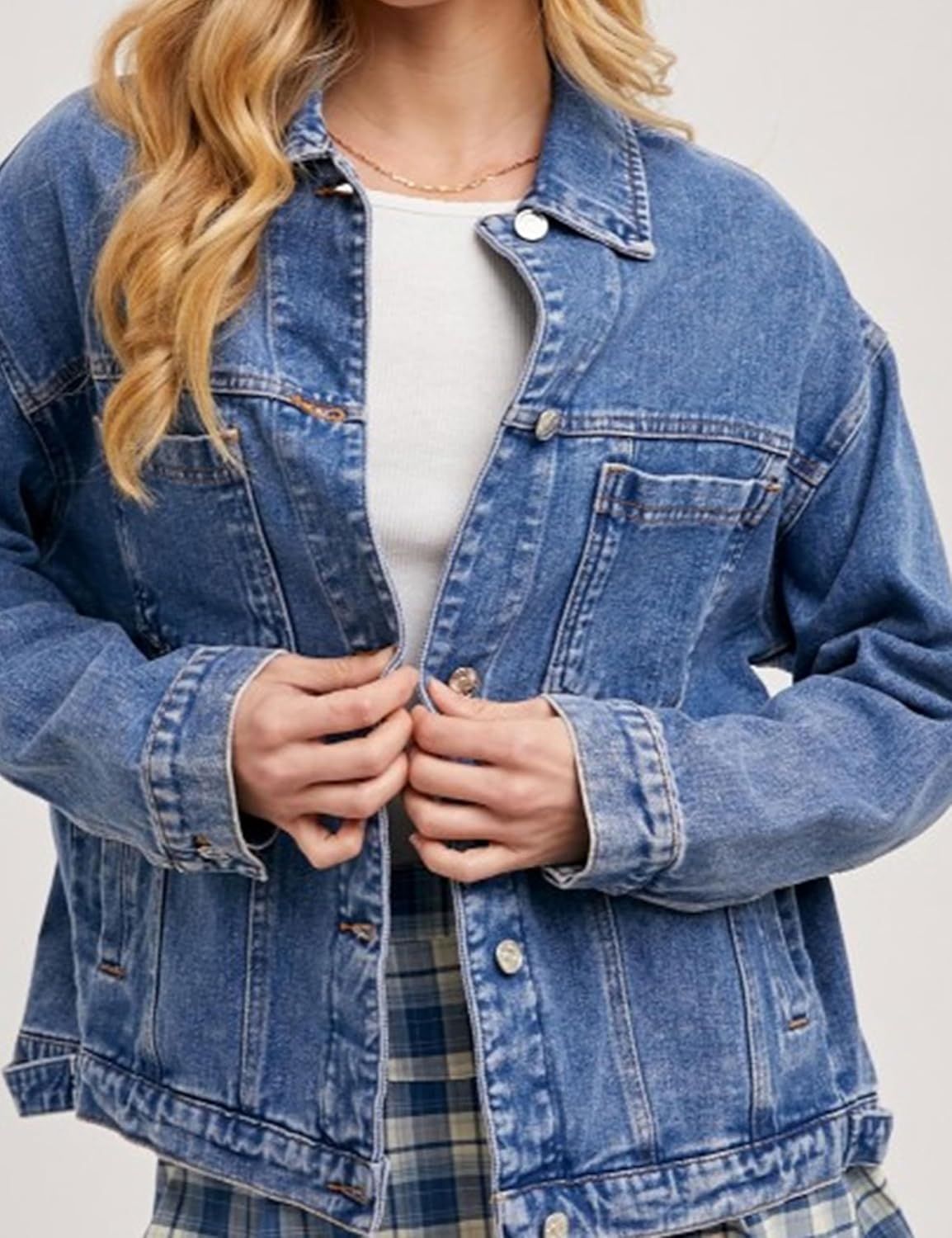 Women's Jacket Trendy Long Sleeve Button Down Jean Jackets Outwear