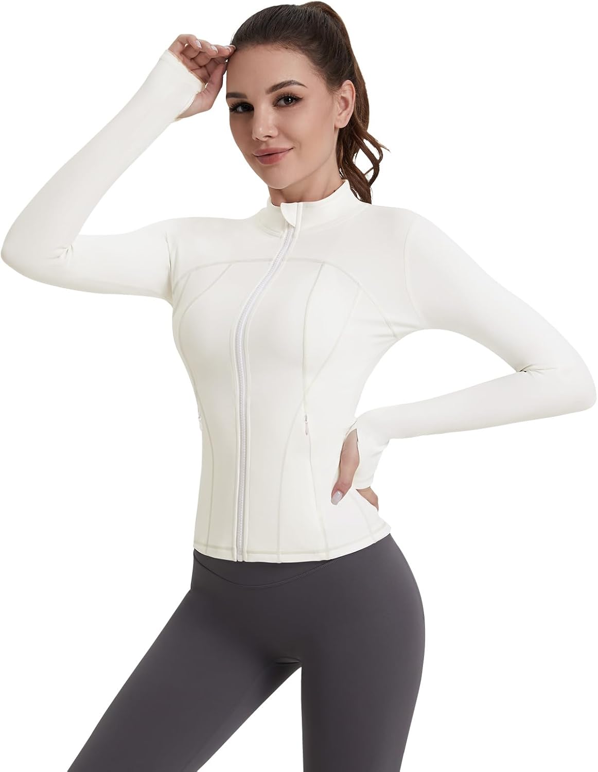 Women's Workout Yoga Jacket Zip Up Athletic Jacket Cropped Jacekt with Pockets