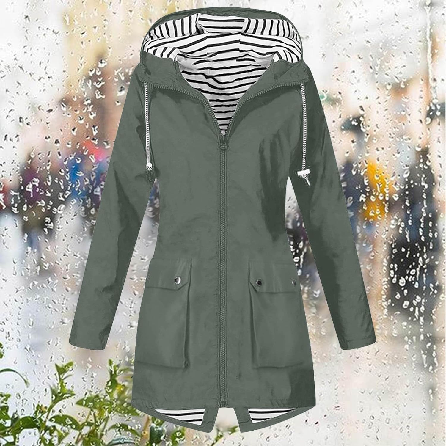 Women's Waterproof Raincoat Breathable Sun Jacket Hooded Rain Coat Outdoor Active Windbreaker