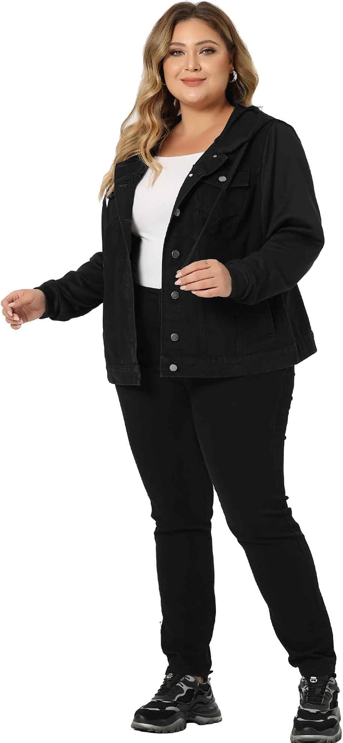 Women's Jackets for with Hood Long Sleeve Western Outfit Casual Hoodie Jean Jacket