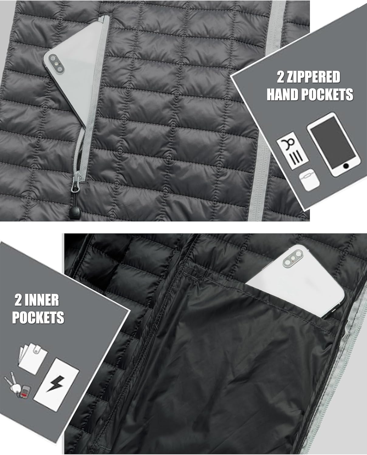 Men's Puffer Jacket Winter Coat with Hood Jackets Waterproof with Recycled Insulation Outdoor