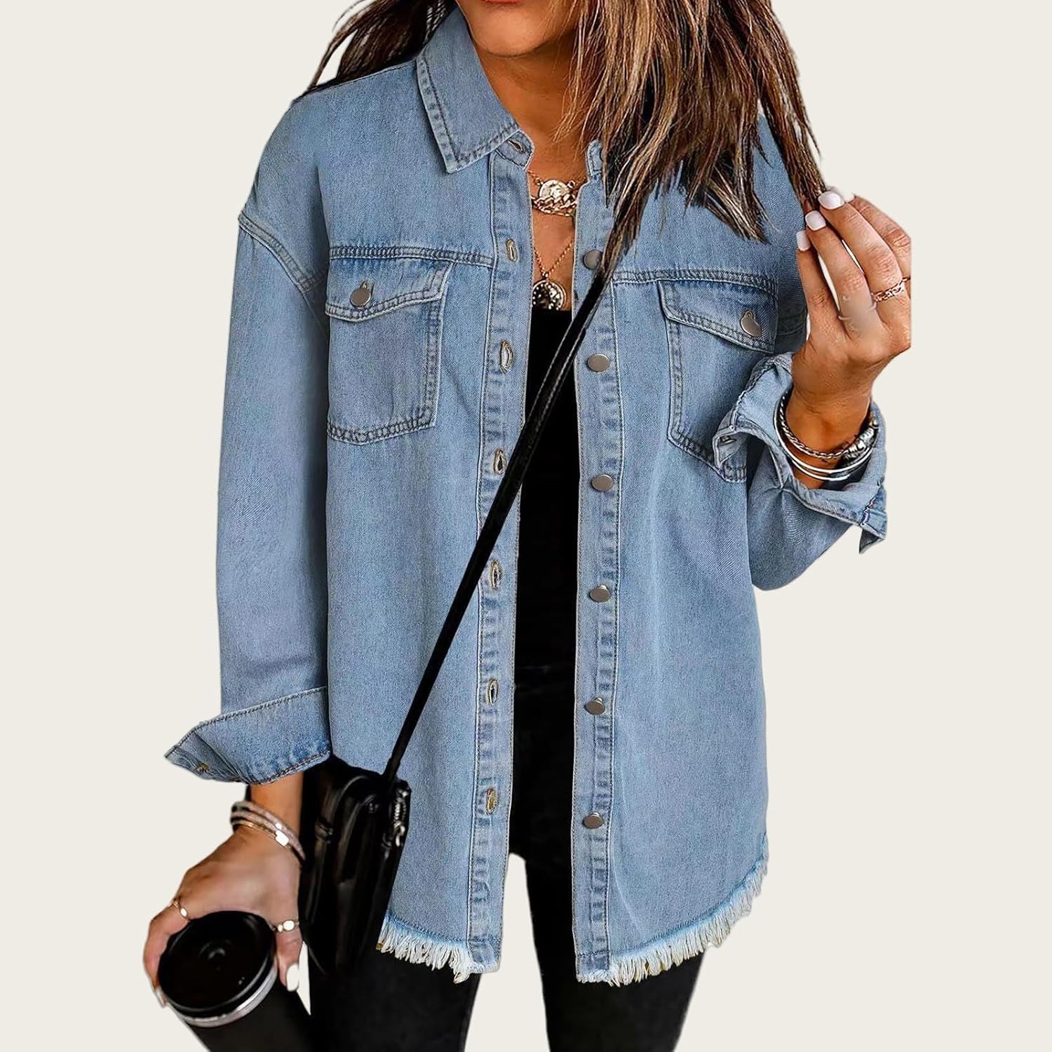 Women's Jacket Jacket for Jean Jackets Vintage Button Down Shacket