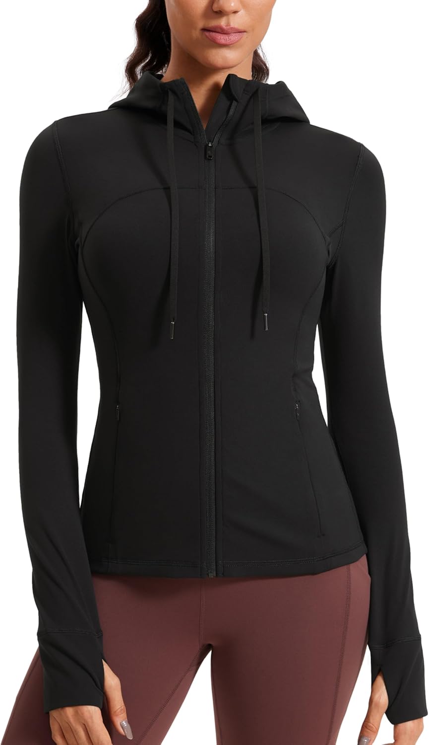 Women's Butterluxe Hooded Athletic Jackets for Full Zip Track Casual Tops with Thumb Holes Pockets