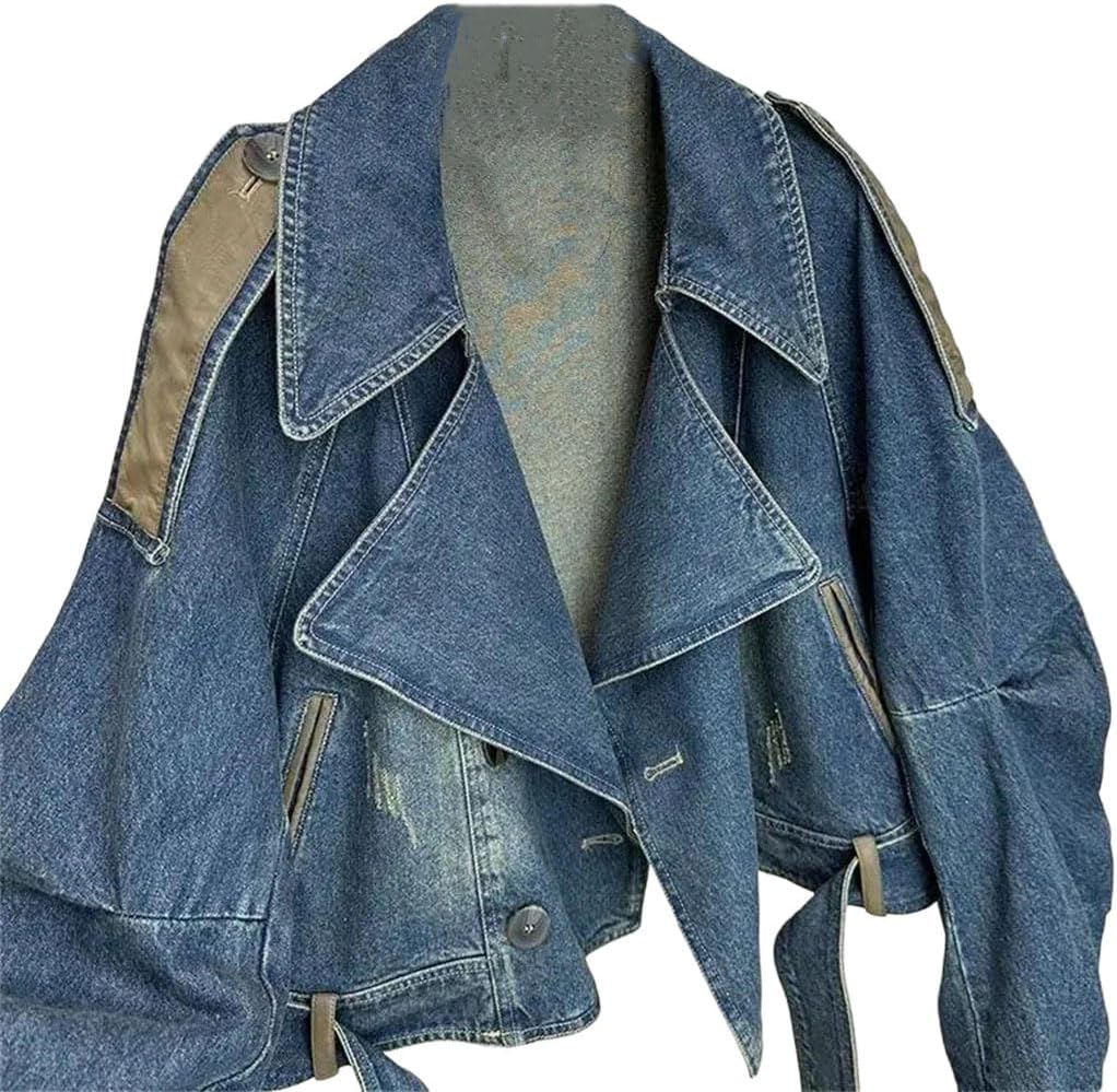 Women's Patchwork Jacket Loose Fit Long Sleeve Fall Winter Casual Outerwear