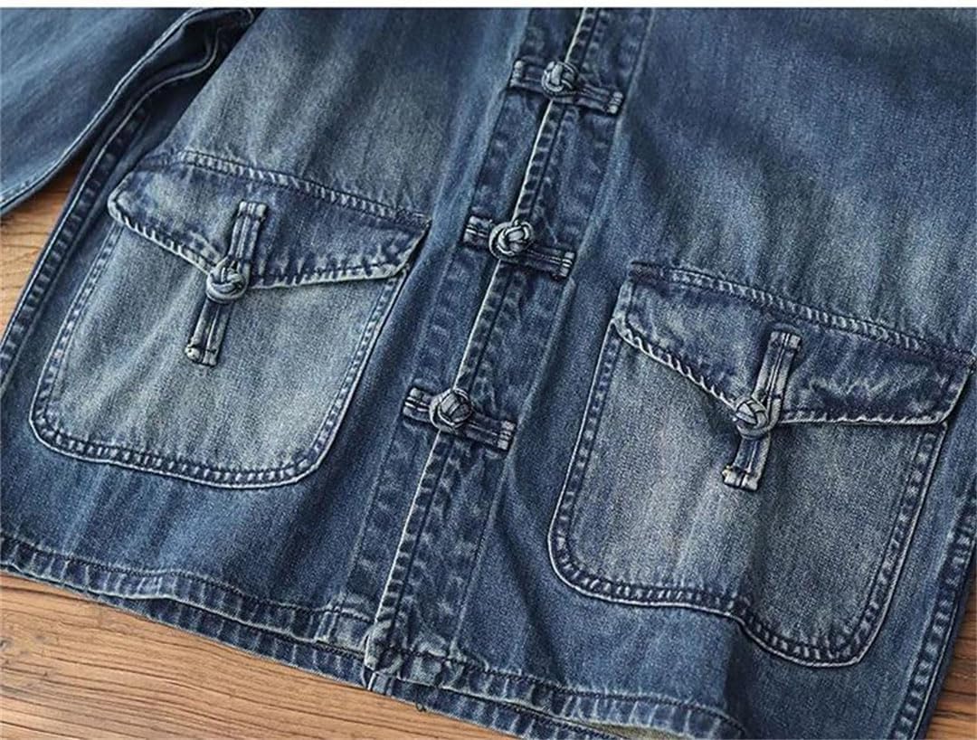 Men's Jacket Chinese Style Buckle Cotton Loose Lapel Work Casual Outerwear Fall Men's Jacket Chinese Style Buckle Cotton Loose Lapel Work Casual Outerwear Fall