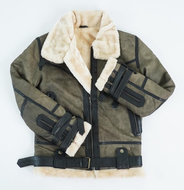 Men's Aviator Shearling Jacket Sheepskin Leather B3 Bomber Jacket Flying Pilot Jackets for Men's Aviator Shearling Jacket Sheepskin Leather B3 Bomber Jacket Flying Pilot Jackets for