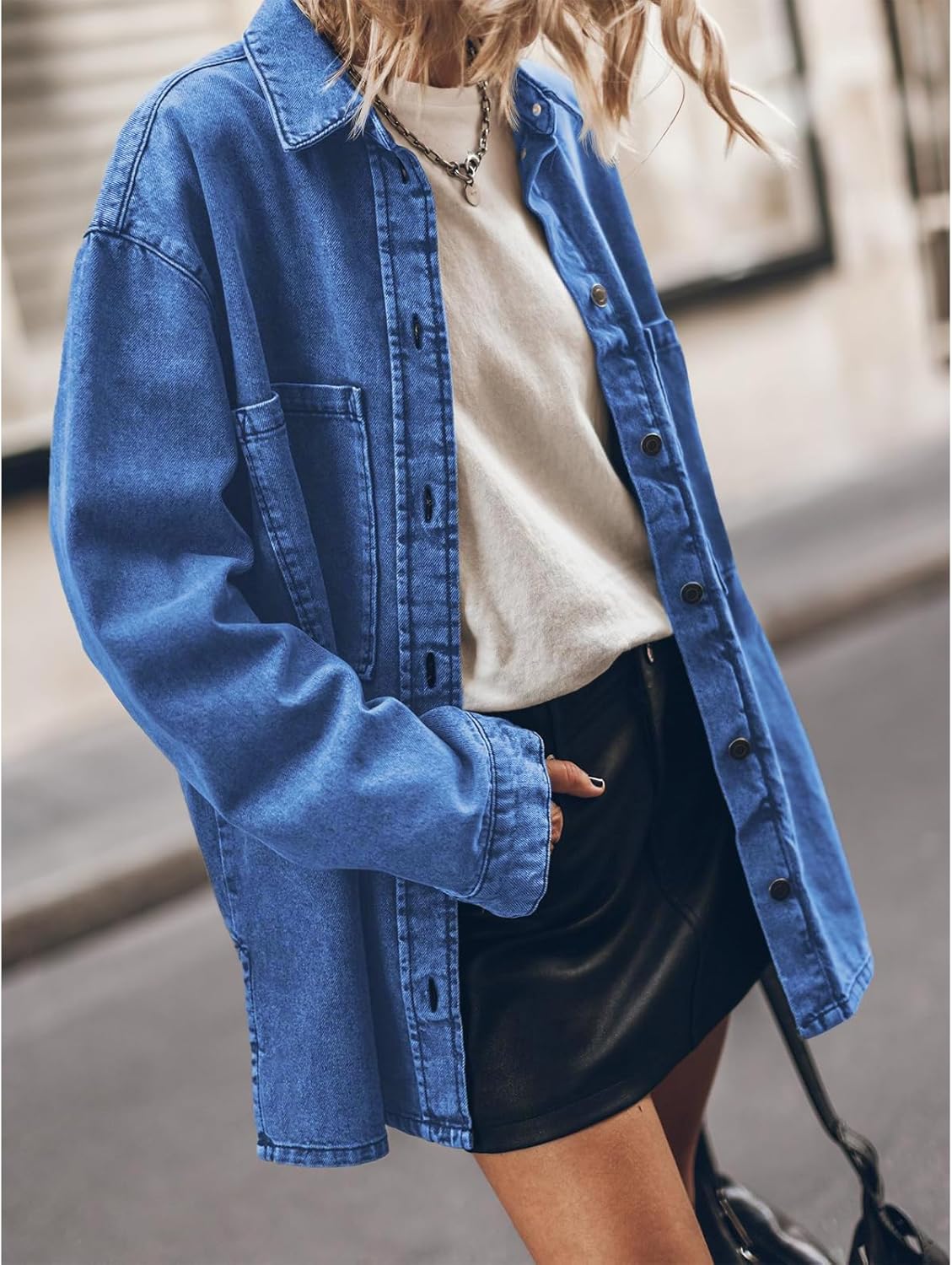 Women's Jean Jacket Button Down Jackets Long Sleeve Jacket Coat Vintage Coats