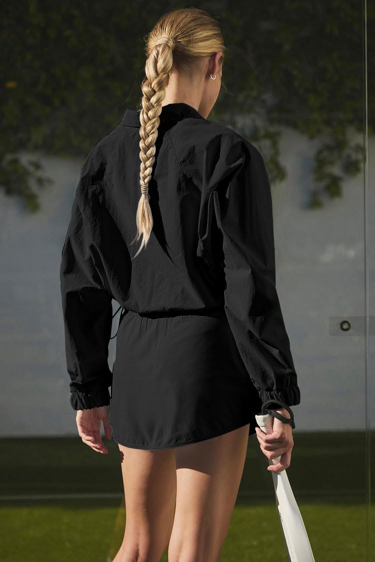 Women's Jacket Cropped Long Sleeve Workout Tops Quarter Zip Pullover Athletic Shirts