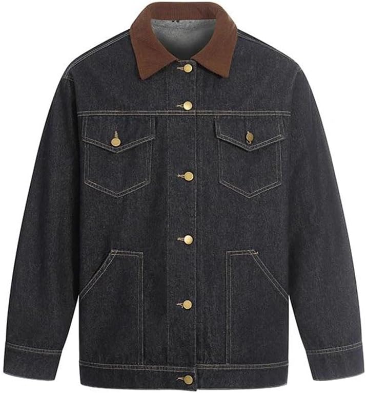 Long Sleeve With Pocket Unisex Jacket Lapel Button Casual Outerwear