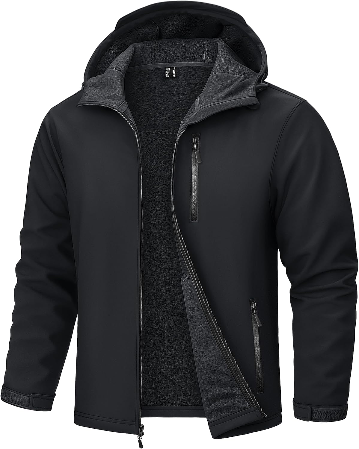 Men's Hooded Softshell Jacket Waterproof Fleece Lined Windbreaker Rain Jacket Winter