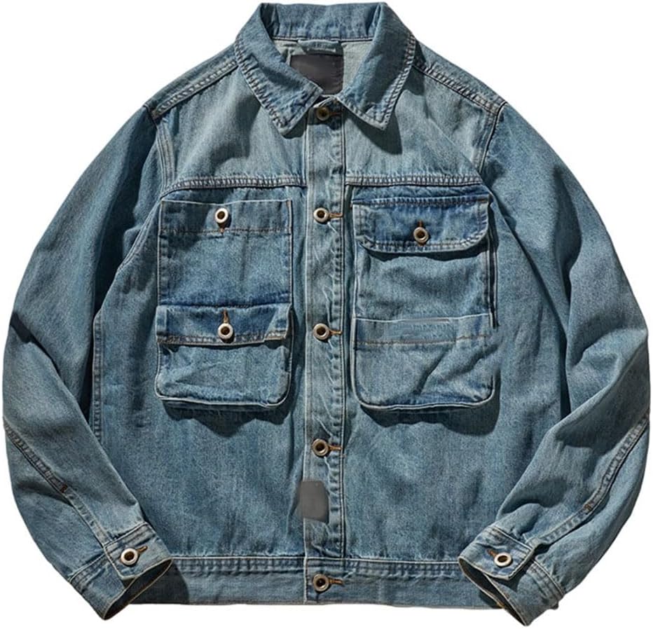 Jacket Vintage Cotton Lapel Casual Loose Fit Utility Fall Jacket